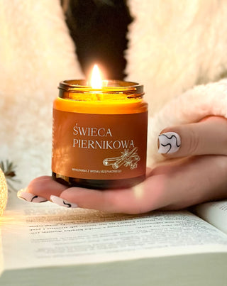 Perníková svíčka z řepkového vosku s oleji a 100% Mglife bavlněným knotem